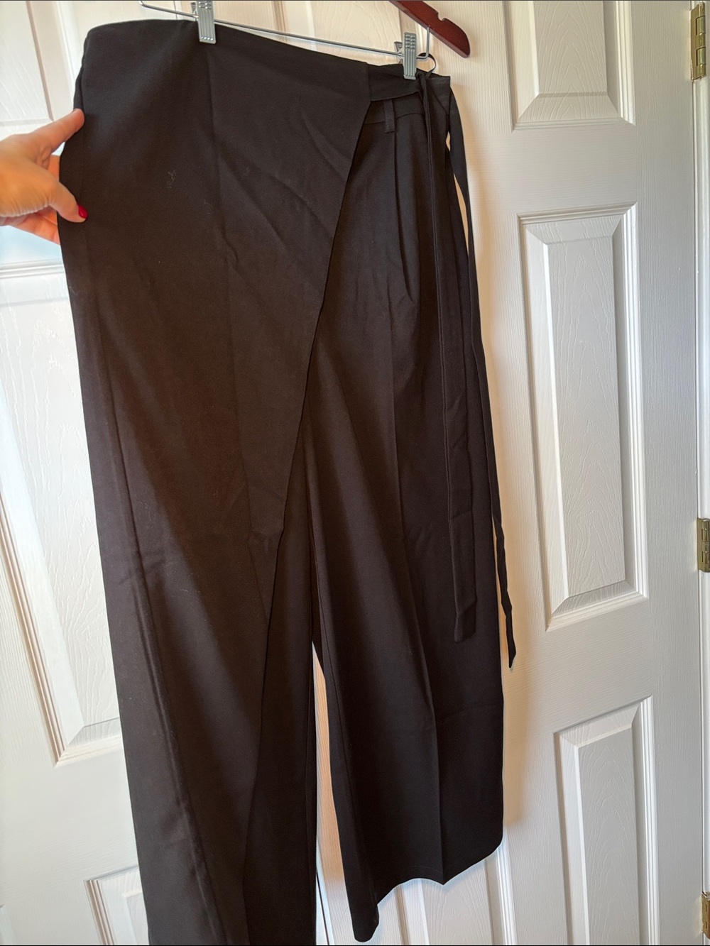 Commense Black Wrap-Front Women's Trousers